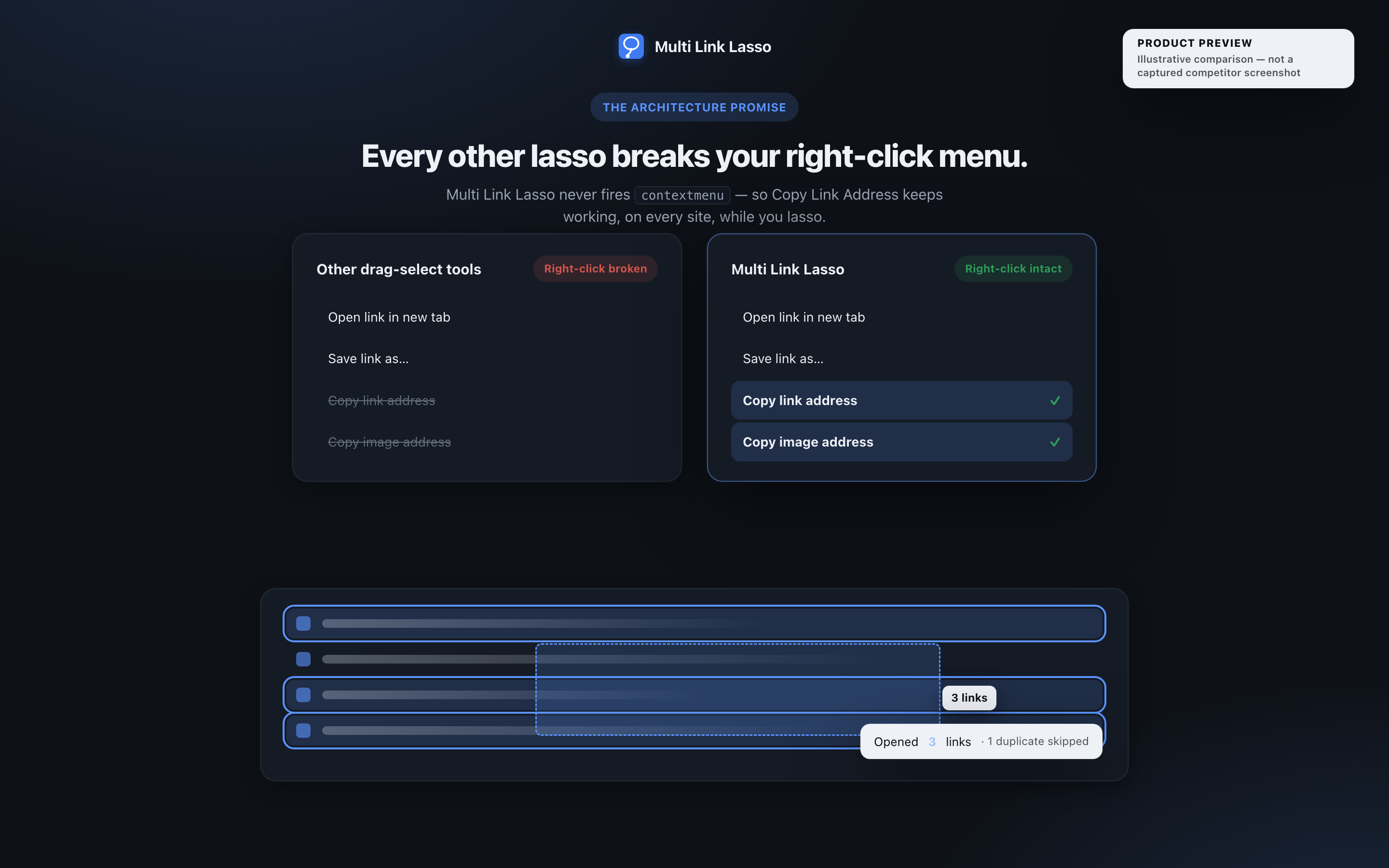 Side-by-side comparison, dark theme
